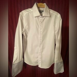 Indochino Custom White Dress Shirt with Barrel Cuffs